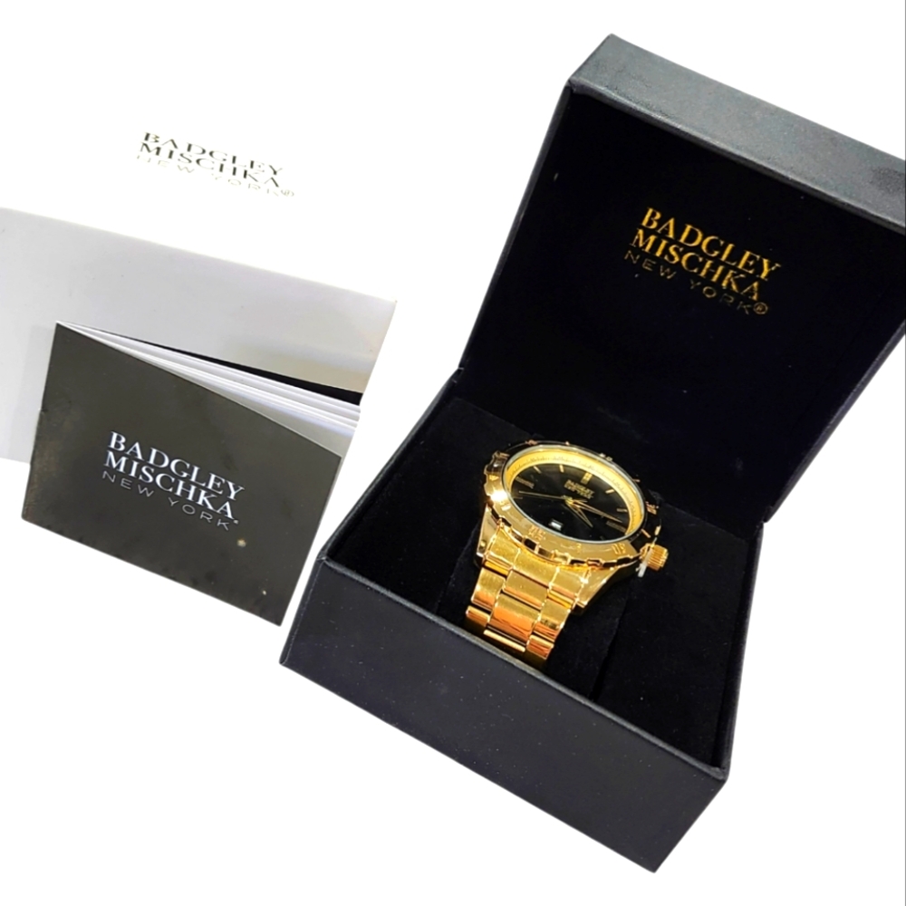 NWT Badgley Mischka Men's Gold Tone Watch